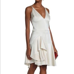HALSTON Ivory Short Dress Ruffle Skirt